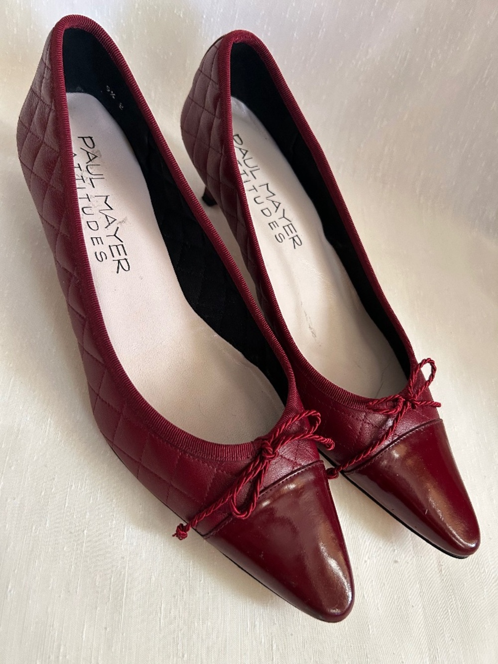 Paul Mayer Attitudes Quilted Kitten Heel “Forever Timeless” 9.5 Burgundy Pumps